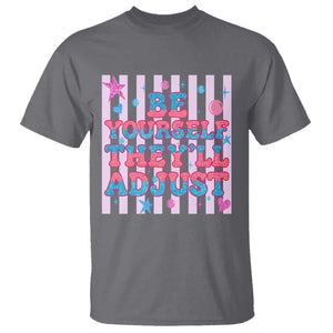 Striped Glitter Effect Printed Trans Rights T Shirt Be Yourself They Will Adjust TS12 Charcoal Print Your Wear