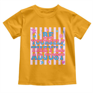 Striped Glitter Effect Printed Trans Rights Toddler T Shirt Be Yourself They Will Adjust TS12 Gold Print Your Wear