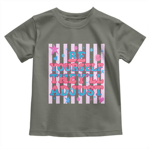 Striped Glitter Effect Printed Trans Rights Toddler T Shirt Be Yourself They Will Adjust TS12 Military Green Print Your Wear