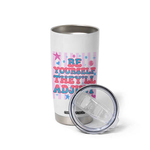 Striped Glitter Effect Printed Trans Rights Tumbler Cup Be Yourself They Will Adjust TS12 Print Your Wear
