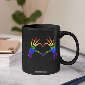 Rainbow Skeleton Heart Hands Coffee Mug LGBTQ Pride Support Graphic TS12 Print Your Wear