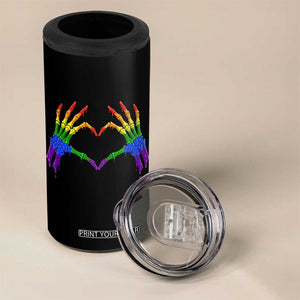 Rainbow Skeleton Heart Hands 4 in 1 Can Cooler Tumbler LGBTQ Pride Support Graphic TS12 Print Your Wear