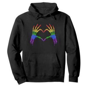 Rainbow Skeleton Heart Hands Hoodie LGBTQ Pride Support Graphic TS12 Black Print Your Wear