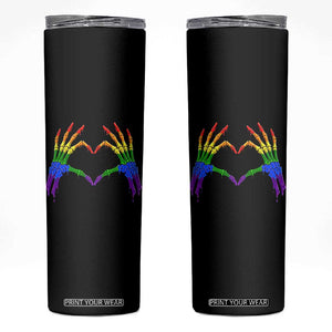 Rainbow Skeleton Heart Hands Skinny Tumbler LGBTQ Pride Support Graphic TS12 Black Print Your Wear