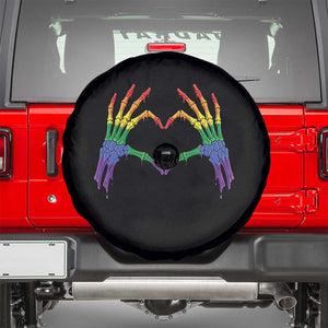 Rainbow Skeleton Heart Hands Spare Tire Cover LGBTQ Pride Support Graphic TS12 Black Print Your Wear