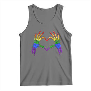 Rainbow Skeleton Heart Hands Tank Top LGBTQ Pride Support Graphic TS12 Black Heather Print Your Wear