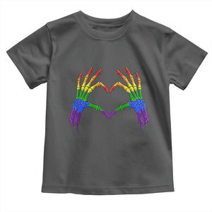 Rainbow Skeleton Heart Hands Toddler T Shirt LGBTQ Pride Support Graphic TS12 Dark Heather Print Your Wear