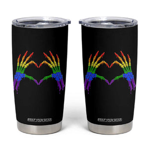 Rainbow Skeleton Heart Hands Tumbler Cup LGBTQ Pride Support Graphic TS12 Black Print Your Wear