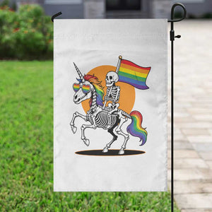 Funny Skeleton Riding Unicorn LGBTQ Pride Garden Flag Rainbow Fantasy Graphic TS12 Print Your Wear