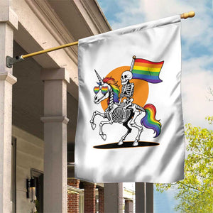 Funny Skeleton Riding Unicorn LGBTQ Pride Garden Flag Rainbow Fantasy Graphic TS12 Print Your Wear