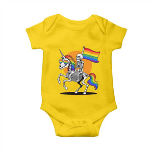 Funny Skeleton Riding Unicorn LGBTQ Pride Baby Onesie Rainbow Fantasy Graphic TS12 Daisy Print Your Wear
