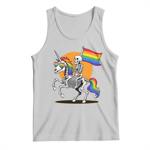 Funny Skeleton Riding Unicorn LGBTQ Pride Tank Top Rainbow Fantasy Graphic TS12 Ash Print Your Wear