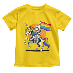 Funny Skeleton Riding Unicorn LGBTQ Pride Toddler T Shirt Rainbow Fantasy Graphic TS12 Daisy Print Your Wear