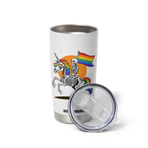 Funny Skeleton Riding Unicorn LGBTQ Pride Tumbler Cup Rainbow Fantasy Graphic TS12 Print Your Wear