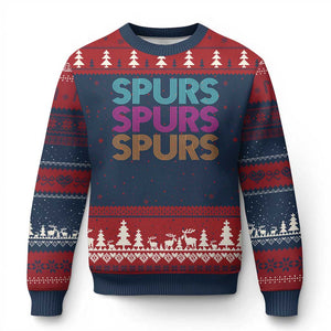 Retro Spurs Name Ugly Christmas Sweater Vintage Sports Fan Gift