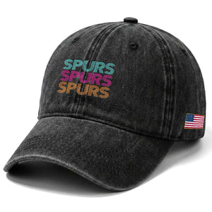 Retro Spurs Name Washed Cotton Baseball Cap Vintage Sports Fan Gift