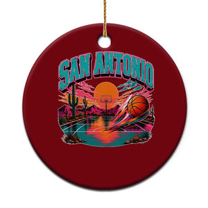 Game Day San Antonio Pride Ceramic Ornament Retro Western Pink Neon