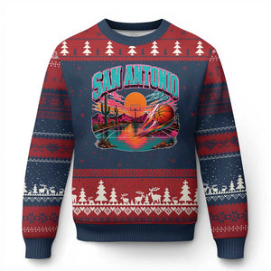 Game Day San Antonio Pride Ugly Christmas Sweater Retro Western Pink Neon
