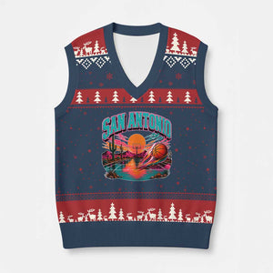 Game Day San Antonio Pride V-Neck Knit Sweater Vest Retro Western Pink Neon