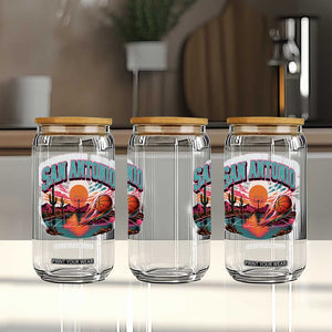 Game Day San Antonio Pride Glass Can Retro Western Pink Neon