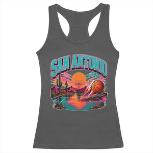 Game Day San Antonio Pride Racerback Tank Top Retro Western Pink Neon TS12 Dark Heather Print Your Wear