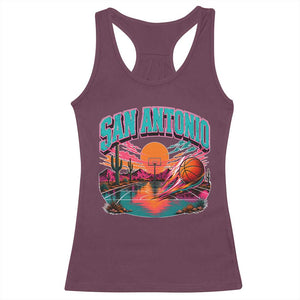 Game Day San Antonio Pride Racerback Tank Top Retro Western Pink Neon TS12 Maroon Print Your Wear