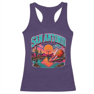 Game Day San Antonio Pride Racerback Tank Top Retro Western Pink Neon TS12 Purple Print Your Wear