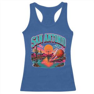 Game Day San Antonio Pride Racerback Tank Top Retro Western Pink Neon TS12 Royal Blue Print Your Wear
