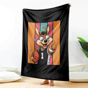 Funny Coyote Playing Basketball Throw Blanket Hoops Fan Gift