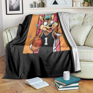 Funny Coyote Playing Basketball Throw Blanket Hoops Fan Gift