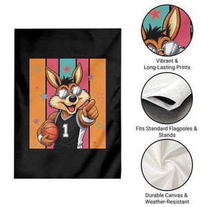 Funny Coyote Playing Basketball Garden Flag Hoops Fan Gift
