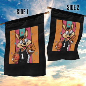 Funny Coyote Playing Basketball Garden Flag Hoops Fan Gift