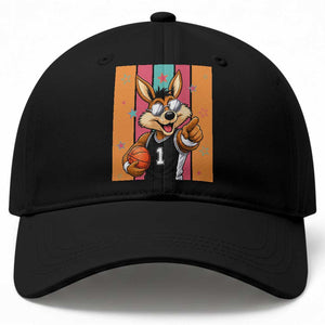 Funny Coyote Playing Basketball Baseball Cap Hoops Fan Gift