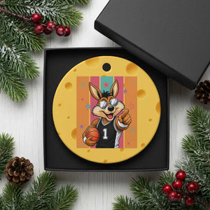 Funny Coyote Playing Basketball Ceramic Ornament Hoops Fan Gift