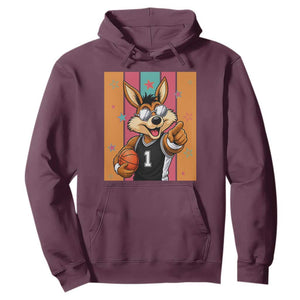 Funny Coyote Playing Basketball Hoodie Hoops Fan Gift TS12 Maroon Print Your Wear