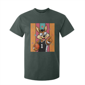 Funny Coyote Playing Basketball T Shirt For Kid Hoops Fan Gift