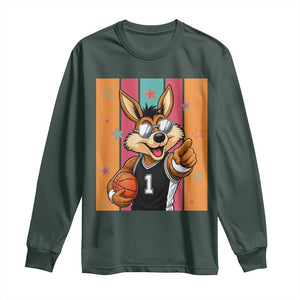 Funny Coyote Playing Basketball Long Sleeve Shirt Hoops Fan Gift