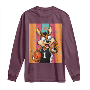 Funny Coyote Playing Basketball Long Sleeve Shirt Hoops Fan Gift