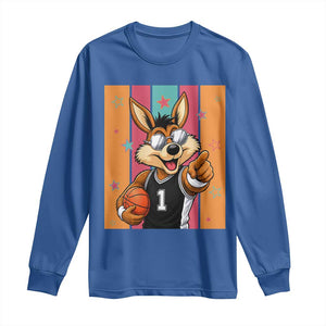 Funny Coyote Playing Basketball Long Sleeve Shirt Hoops Fan Gift