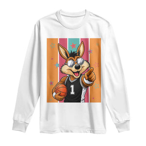 Funny Coyote Playing Basketball Long Sleeve Shirt Hoops Fan Gift