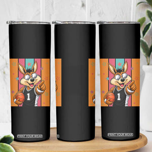 Funny Coyote Playing Basketball Skinny Tumbler Hoops Fan Gift