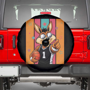 Funny Coyote Playing Basketball Spare Tire Cover Hoops Fan Gift