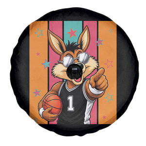 Funny Coyote Playing Basketball Spare Tire Cover Hoops Fan Gift