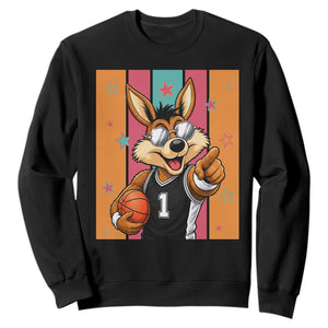 Funny Coyote Playing Basketball Sweatshirt Hoops Fan Gift