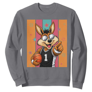 Funny Coyote Playing Basketball Sweatshirt Hoops Fan Gift