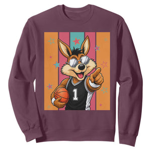 Funny Coyote Playing Basketball Sweatshirt Hoops Fan Gift