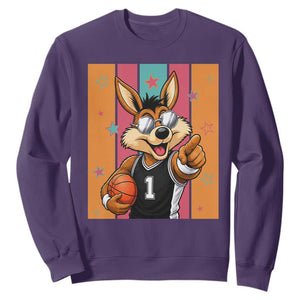 Funny Coyote Playing Basketball Sweatshirt Hoops Fan Gift