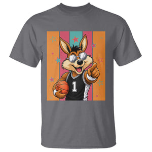 Funny Coyote Playing Basketball T Shirt Hoops Fan Gift
