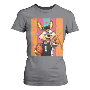 Funny Coyote Playing Basketball T Shirt For Women Hoops Fan Gift