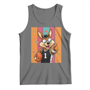 Funny Coyote Playing Basketball Tank Top Hoops Fan Gift